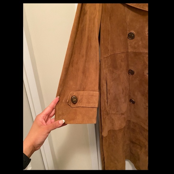 Size 12 Coach Suede Trench Coat - Picture 3 of 6